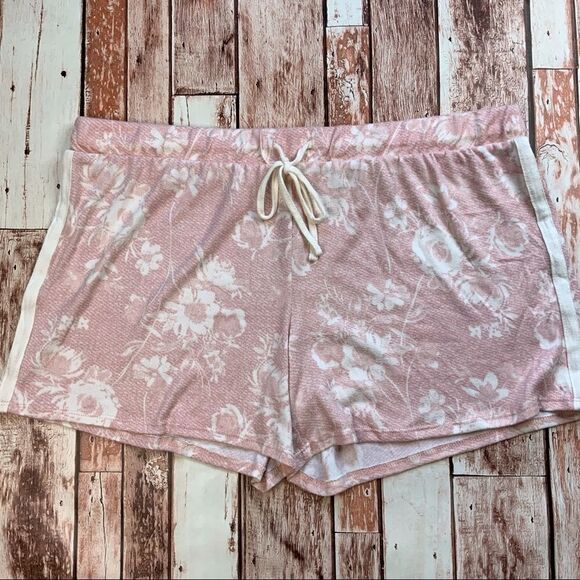 Lucky Brand Pink & Cream Floral Short Tank PJ’s XL - Picture 7 of 10